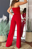 Sexy Buttons Irregular Strapless Regular Jumpsuits(6 Colors)