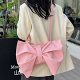 Daily Bow Patchwork Ruched Zipper Bags(4 Colors)