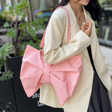 Daily Bow Patchwork Ruched Zipper Bags(4 Colors)