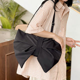 Daily Bow Patchwork Ruched Zipper Bags(4 Colors)