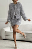 Celebrities Elegant Fringed Trim O Neck Long Sleeve Two Pieces(3 Colors)