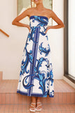 Casual Vacation Floral Print Contrast Strapless Strapless Dresses