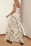 Casual Graffiti Print Contrast Square Neck Long Dresses