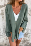 Casual Solid Color Buttons V Neck Tops(6 Colors)