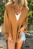 Casual Solid Color Buttons V Neck Tops(6 Colors)