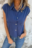 Casual Pocket Buttons Turndown Collar Blouses(4 Colors)