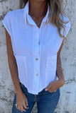 Casual Pocket Buttons Turndown Collar Blouses(4 Colors)