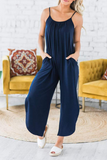 Casual Solid Slit Capris O Neck Loose Jumpsuits(4 Colors)