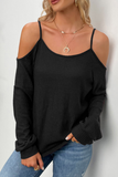 Casual Solid Hollowed Out Draw String O Neck Tops