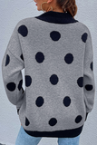 Dot Patchwork Contrast O Neck Sweater(5 Colors)