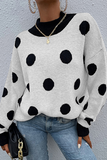 Dot Patchwork Contrast O Neck Sweater(5 Colors)