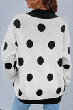 Dot Patchwork Contrast O Neck Sweater(5 Colors)