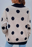 Dot Patchwork Contrast O Neck Sweater(5 Colors)