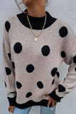 Dot Patchwork Contrast O Neck Sweater(5 Colors)