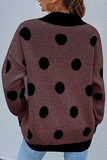 Dot Patchwork Contrast O Neck Sweater(5 Colors)