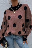 Dot Patchwork Contrast O Neck Sweater(5 Colors)