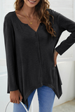 Casual Solid Patchwork Asymmetrical V Neck Tops