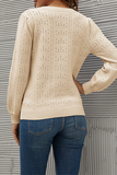 Casual Solid Hollowed Out Patchwork O Neck Tops