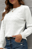 Casual Solid Hollowed Out Patchwork O Neck Tops