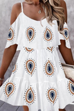 Fashion Print Spaghetti Strap Cake Skirt Dresses