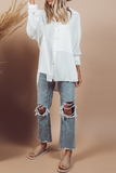 Casual Solid Patchwork Turndown Collar Tops