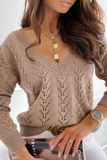 Fashion Solid Hollowed Out V Neck Sweater(5 Colors)