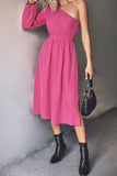 Casual Solid Patchwork Oblique Collar A Line Dresses