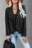 Work Street Plaid Patchwork Turn-back Collar Outerwear(4 Colors)