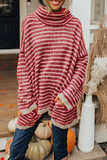 Casual Striped Pocket Turtleneck Sweaters(4 Colors)