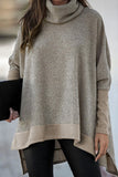 Casual Solid Patchwork Turtleneck Tops(6 Colors)