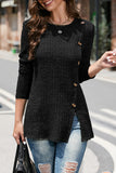 Street Solid Buttons O Neck Sweaters(5 Colors)