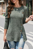 Street Solid Buttons O Neck Sweaters(5 Colors)