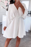 Casual Simplicity Solid Asymmetrical V Neck Irregular Dress Dresses