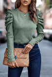 Casual Solid Fold O Neck Tops(5 Colors)