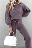 Casual Simplicity Solid Patchwork Half A Turtleneck Long Sleeve Two Pieces(10 Colors)