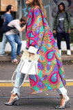 Street Elegant Print Patchwork Turn-back Collar Outerwear