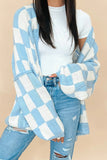 Casual Plaid Contrast Cardigan Collar Outerwear(3 Colors)