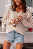 Chicindress Solid Color Knitted V-neck Sweater