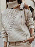 Chicindress Turtleneck Patchwork Apricot Sweater