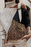 Chicindress Leopard Dew Shoulder Patchwork Sweater