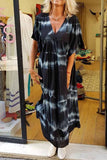 Chicindress Printed Tie-dye V-neck Casual Maxi Dress