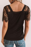 Dokifans Lace Patchwork Black T-shirt (2 Colors) - Dokifans