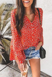 Chicindress V Neck Floral Printed Flared Sleeve Blouse