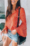 Chicindress V Neck Floral Printed Flared Sleeve Blouse