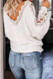 Chicindress V Neck Lace Patchwork White Sweater