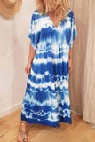 Chicindress Printed Tie-dye V-neck Casual Maxi Dress