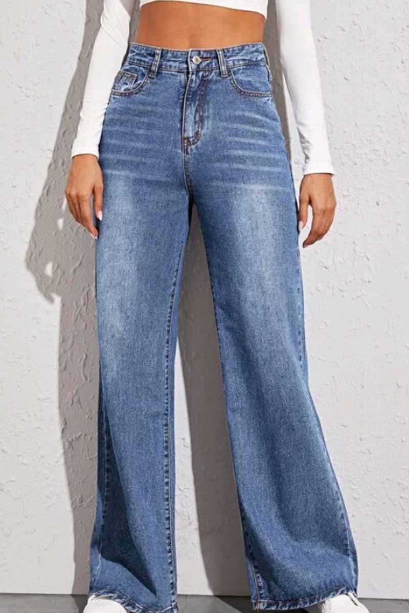 Chicindress Solid Loose Blue Denim Trousers – chicindress