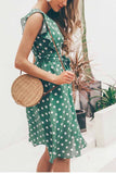 Chicindress Deep V-Neck Polka Dot Dress